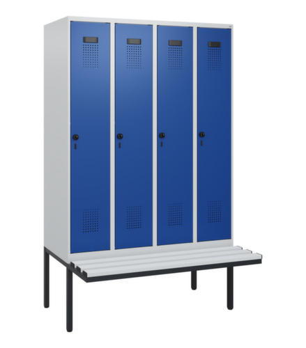 C+P Armoire vestiaire Evolo PLUS avec banc suspendu, largeur de compartiment 300 mm