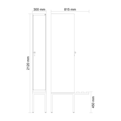 C+P Armoire vestiaire Evolo PLUS avec banc suspendu, largeur de compartiment 300 mm