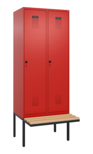 C+P Armoire vestiaire Evolo PLUS avec banc suspendu, largeur de compartiment 400 mm
