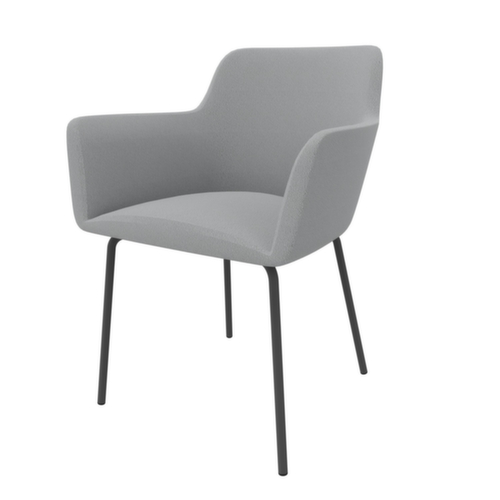 Quadrifoglio Siège visiteur City avec accoudoirs, assise gris clair, piètement 4 pieds