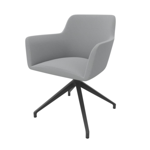 Quadrifoglio Siège visiteur City avec accoudoirs, assise gris clair, piètement rotatif