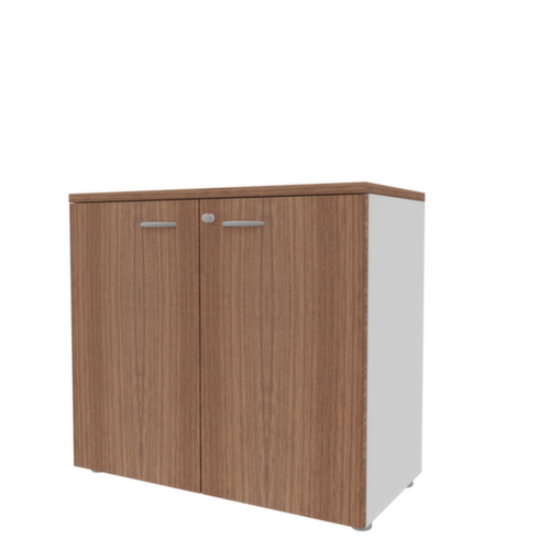 Quadrifoglio Armoire de bureau Practika, 2 hauteurs des classeurs, blanc/noyer Canaletto