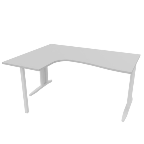 Quadrifoglio Bureau d'angle Practika, piètement en C, largeur 1600 mm, gris/blanc