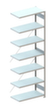 META Panneau d'extension pour le rayonnage sans CLIP vis, hauteur x largeur x profondeur 3000 x 756 x 536 mm, 7 tablettes