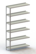 META Rayonnage à boulonner élément suivant, 6 tablettes, RAL7035 gris clair