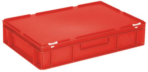 Euronombehälter mit Scharnierdeckel, rot, HxLxB 135x600x400 mm