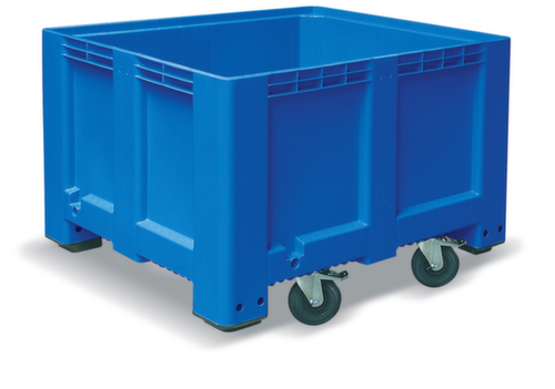 Großbehälter für Kühlhäuser, Inhalt 610 l, blau, 4 Lenkrollen Standard 1 L