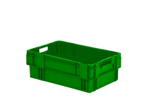 Euronorm-Drehstapelbehälter mit Rippenboden, grün, Inhalt 38 l