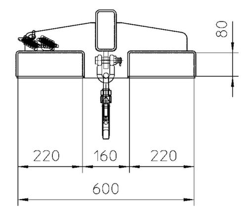 Bauer Geneigter Lastarm, Traglast 1000 kg, mit korrosionsschützender Zinkbeschichtung Technische Zeichnung 1 L