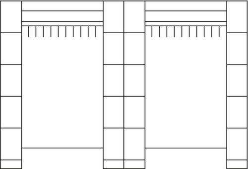 C+P Schließfach-Garderobe Classic lichtgrau mit 20 Fächern, Breite 2840 mm Technische Zeichnung 1 L