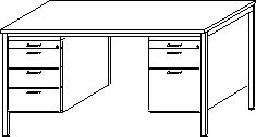 Gera Schreibtisch Pro mit Hängecontainer Technische Zeichnung 2 L
