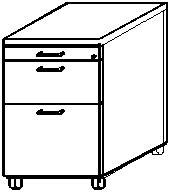 Rollcontainer Solid mit HR-Auszug, 2 Schublade(n) Technische Zeichnung 1 L