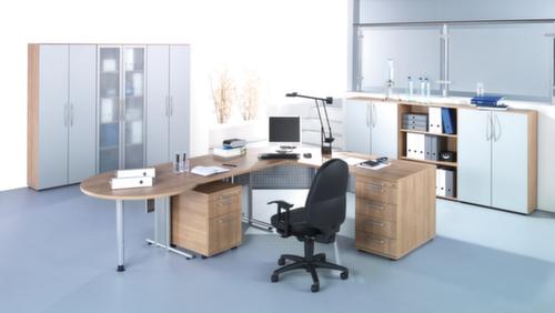 Schreibtisch Terra Nova mit C-Fußgestell, Breite x Tiefe 800 x 800 mm, Platte Nussbaum Milieu 2 L