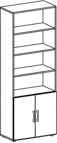 Gera Büroregal Milano, 4 Regalfächer, Breite 800 mm, Buche Technische Zeichnung 1 L