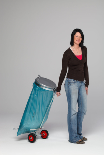 VAR Fahrbarer Müllsackständer, für 70 - 120-Liter-Säcke, Deckel silber Milieu 1 L