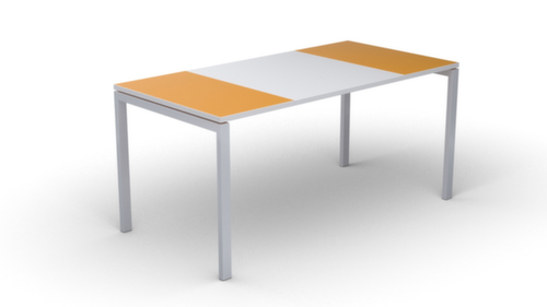 Schreibitsch easyDesk in Bicolor-Optik, 4-Fußgestell, Breite 1600 mm, orange/weiß/weiß Standard 1 L