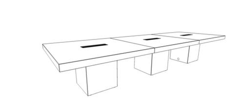 Quadrifoglio Konferenztisch T45 mit kubischem Gestell, Breite x Tiefe 4200 x 1400 mm, Platte Ulme Technische Zeichnung 1 L