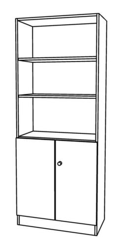 Kombischrank Sina mit 2 Türen und 3 Fächern, 5 Ordnerhöhen, weiß/Eiche Technische Zeichnung 1 L