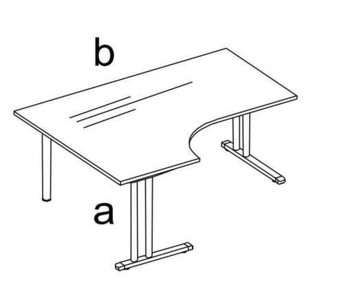 Freiform-Schreibtisch Technische Zeichnung 1 L
