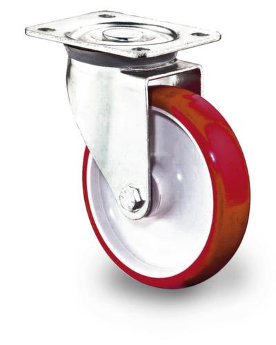 BS-ROLLEN Polyurethan-Rad mit Stahlblechgehäuse und Kunststofffelge, Traglast 125 kg, Polyurethan-Bereifung Standard 1 L