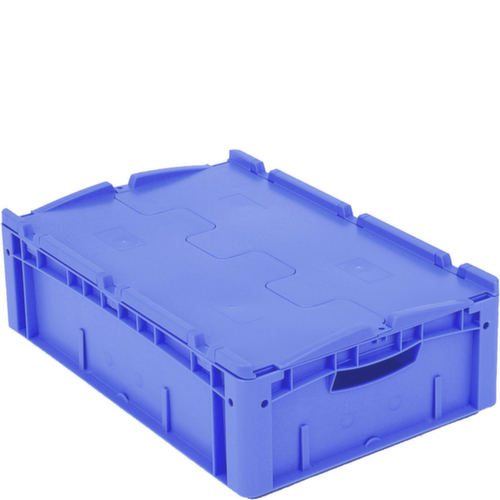 Euronorm-Stapelbehälter, blau, Inhalt 32 l, Zweiteiliger Scharnierdeckel Standard 2 L