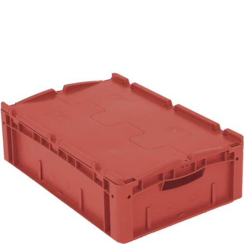 Euronorm-Stapelbehälter, rot, Inhalt 32 l, Zweiteiliger Scharnierdeckel Standard 2 L