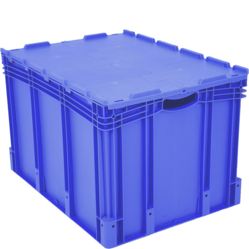 Großvolumiger Euronorm-Stapelbehälter, blau, Inhalt 213 l, Scharnierdeckel Standard 2 L
