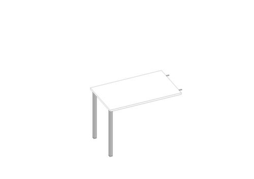 Quadrifoglio Höhenverstellbarer Anbautisch Practika für Schreibtisch mit 4-Fußgestell, Breite x Tiefe 1000 x 600 mm, Platte weiß