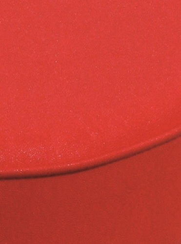 Höhenverstellbarer Drehhocker mit Kunstledersitz, Sitz rot, Rollen Detail 1 L