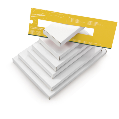 Flacher Versandkarton mit Selbstklebeverschluss in weiß, 1-wellig, 305 x 220 x 25 mm Milieu 1 L
