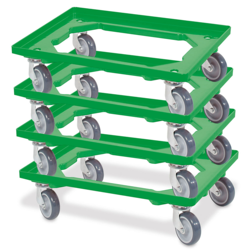 Kastenroller-Set mit offenem Winkelrahmen, Traglast 250 kg, grün Standard 1 L