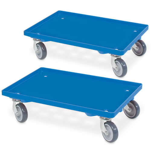 Kastenroller mit Kunststoffladefläche, Traglast 250 kg, blau Standard 1 L