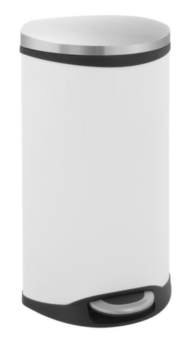 Muschelförmiger Edelstahl-Tretabfallbehälter EKO Shell, 30 l, weiß Standard 1 L