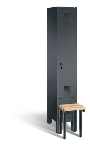 C+P Umkleideschrank Evolo mit vorgebauter Sitzbank + 1 Abteil, Abteilbreite 300 mm Standard 2 L