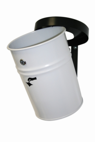 Selbstlöschender Abfallbehälter FIRE EX zur Wandbefestigung, 16 l, weiß, Kopfteil schwarz Standard 1 L