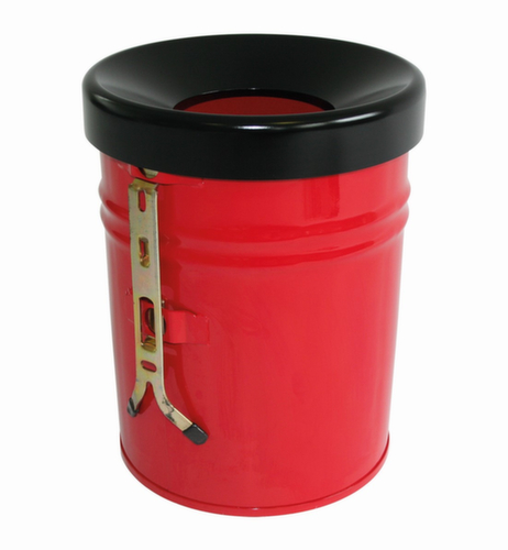 Selbstlöschender Abfallbehälter FIRE EX zur Wandbefestigung, 16 l, rot, Kopfteil schwarz Standard 1 L