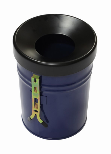 Selbstlöschender Abfallbehälter FIRE EX zur Wandbefestigung, 16 l, blau, Kopfteil schwarz Standard 1 L