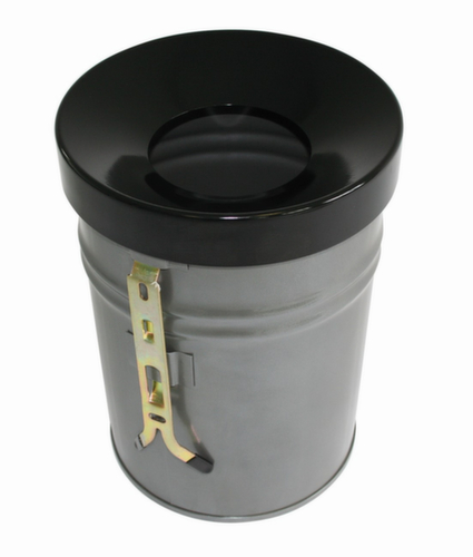 Selbstlöschender Abfallbehälter FIRE EX zur Wandbefestigung, 24 l, lichtgrau, Kopfteil schwarz Standard 1 L
