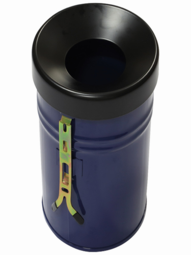 Selbstlöschender Abfallbehälter FIRE EX zur Wandbefestigung, 60 l, blau, Kopfteil schwarz Standard 1 L