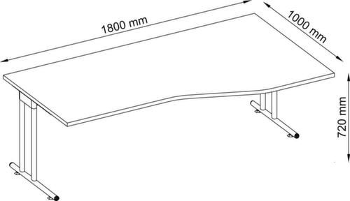 EDV-Schreibtisch Terra Nova, Breite x Tiefe 1800 x 800 mm, Platte weiß Technische Zeichnung 1 L