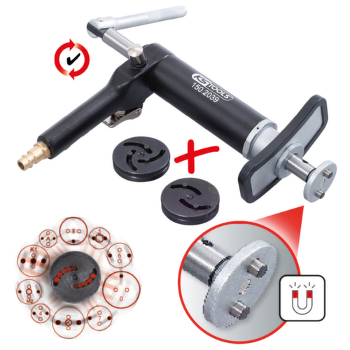 KS Tools Universal Bremskolben-Rückstell-Werkzeug-Satz mit Druckluftspindel Standard 2 L