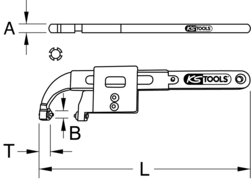 KS Tools Gelenk-Hakenschlüssel mit Zapfen Standard 6 L