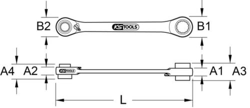 KS Tools 4 in 1 GEARplus umschaltbar Doppel-Ratschenringschlüssel Standard 7 L
