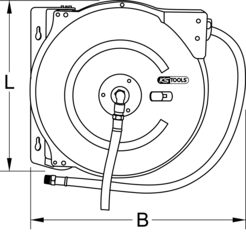 KS Tools Automatischer Druckluftschlauch-Aufroller Technische Zeichnung 1 L