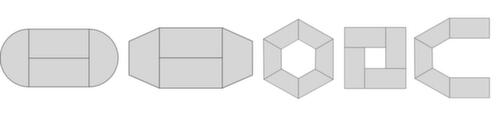 Vierkantrohr-Mehrzwecktisch mit verschiedenen Plattenformen Technische Zeichnung 1 L