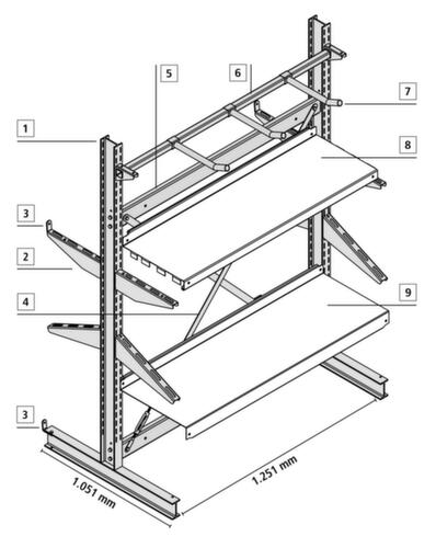Ständer und Kragarm zur ein- oder beidseitigen Nutzung Technische Zeichnung 4 L