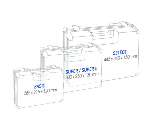 ultraMEDIC Erste-Hilfe-Koffer Basic mit Wandhalterung, Füllung nach DIN 13157 Technische Zeichnung 1 L