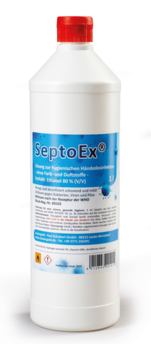 ultraMEDIC Handdesinfektionsmittel SeptoEx, 1 l, Wirksam nach der Rezeptur der WHO gegen Bakterien, Viren und Pilze Standard 1 L