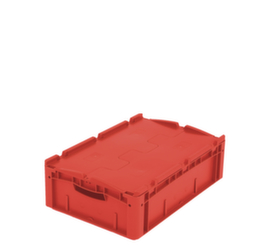 Euronorm-Stapelbehälter, rot, Inhalt 32 l, zweiteiliger Scharnierdeckel