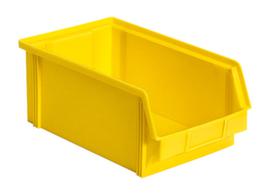 Stapelbarer Sichtlagerkasten Classic mit großer Griffmulde, gelb, Tiefe 350 mm